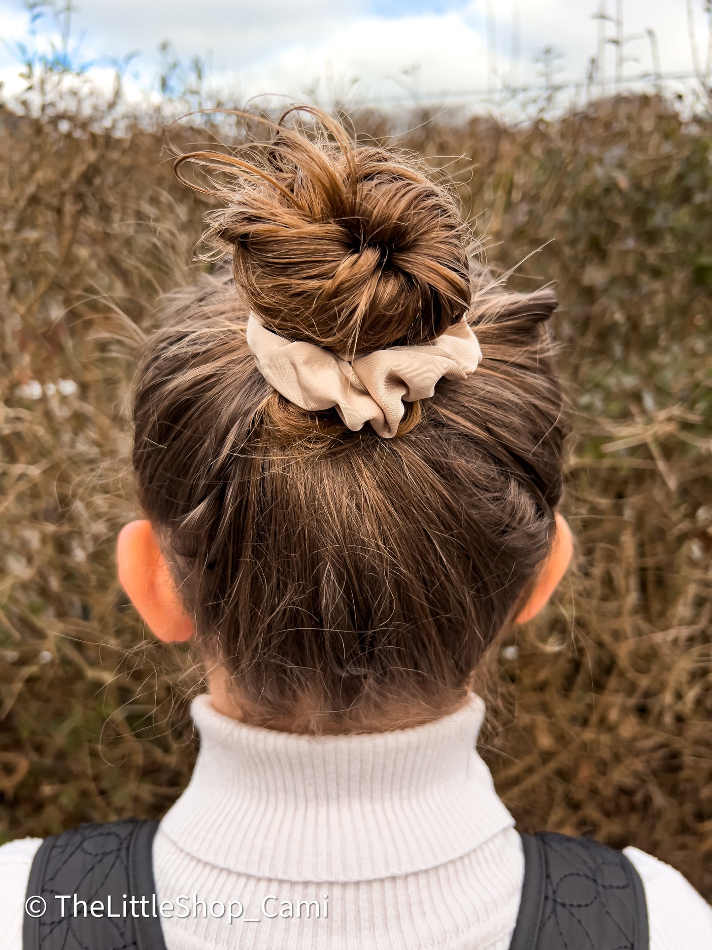 Latte – Beige Satin Scrunchie