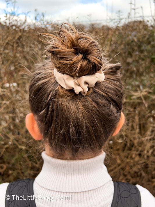 Latte – Beige Satin Scrunchie